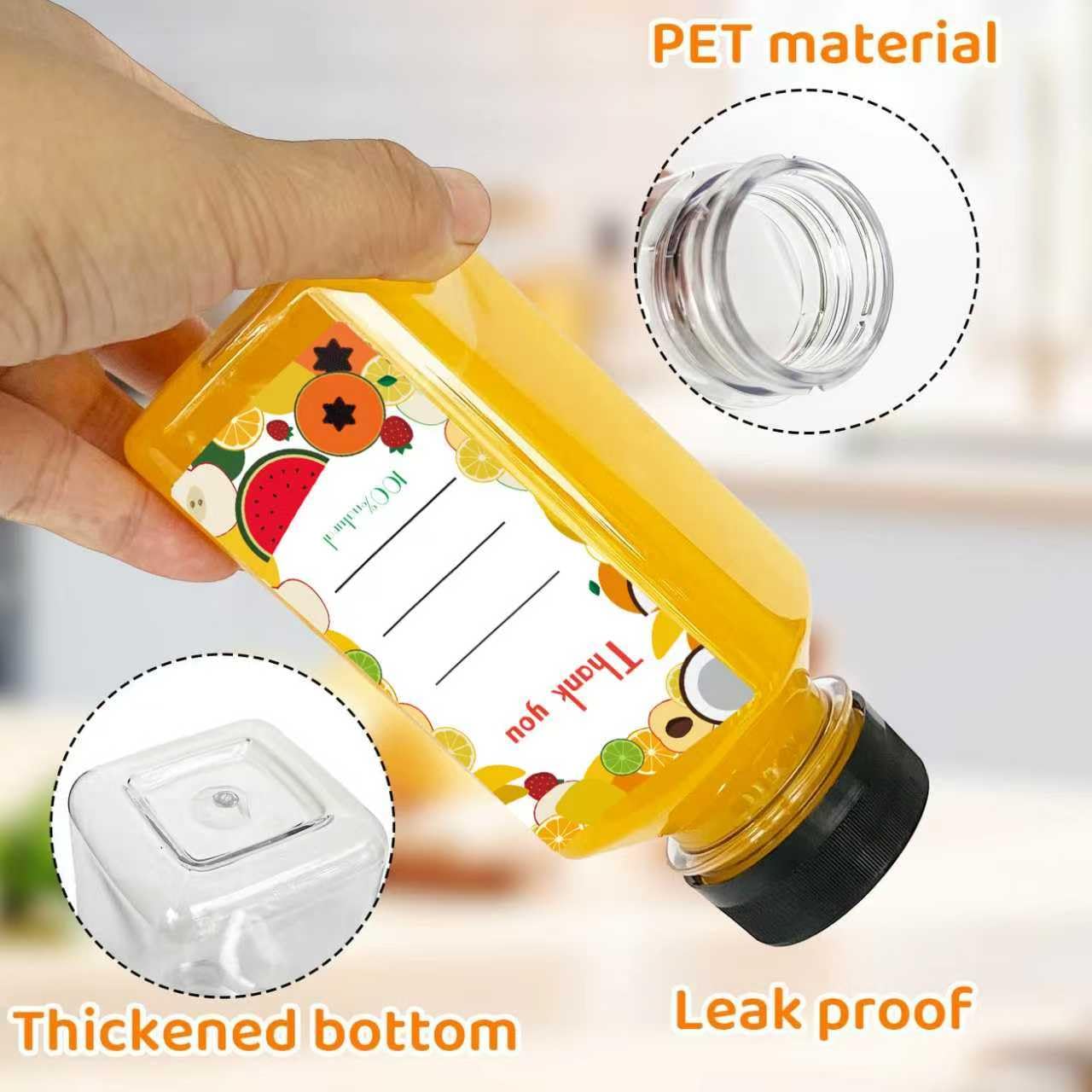 Sanyuanzhou 48pcs 8oz Juice bottle with caps,Plastic bottles with caps, Reusable Clear Bulk Beverage Containers for Juice, Milk and Other Beverages