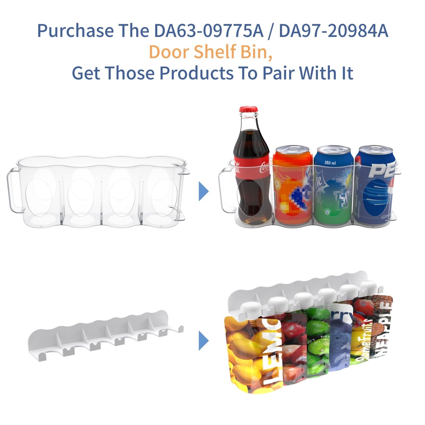 (2-Pack) Upgraded DA63-09775A DA97-20984A Refrigerator Door Bin Compatible with Sam-sung Fridge Door Shelves RF27T5201SR RF28T5001SR Fit for Sam-sung Refrigerator Door Shelf Replacement RF27T5241SR