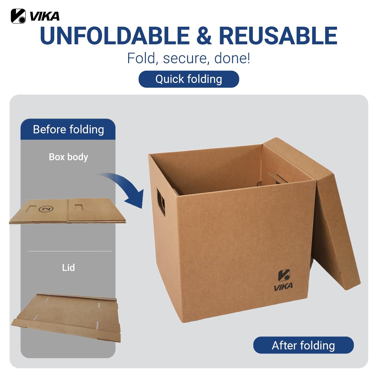 Vinyl Record Storage Box & Moving Box – Sturdy Cardboard with Removable Lids and Handles, Holds 60 Records/Laser Discs Each - Set of 4 Boxes (Kraft)