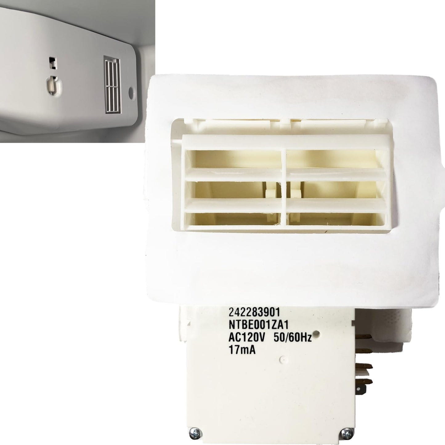 242303001 Air Damper Control Assembly Refrigerator Damper Assembly Compatible with Frigidaire Crosley White Replaces 242303001，AP5788340, PS8746718, EAP8746718, 3016452 Fits DFH, FFE, FFH, FFS, LFS