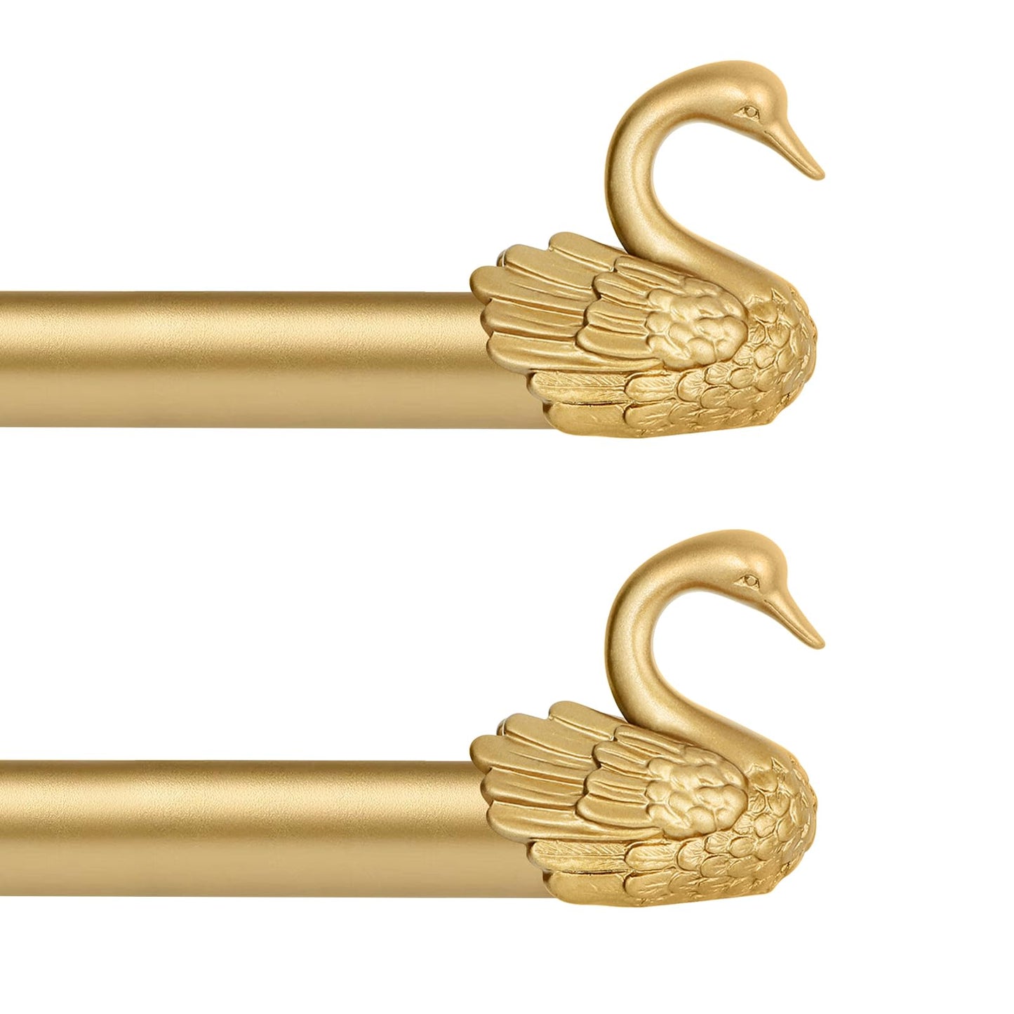 TANGWIN 2 Pack Gold Curtain Rods 48 to 84 Inch,1 Inch Heavy Duty Curtain Rods with Brackets,Adjustable Curtain Rod Set,Decorative Swan Finials Drapery Pole,Single Rod for Bedroom 36-88",Brass Gold