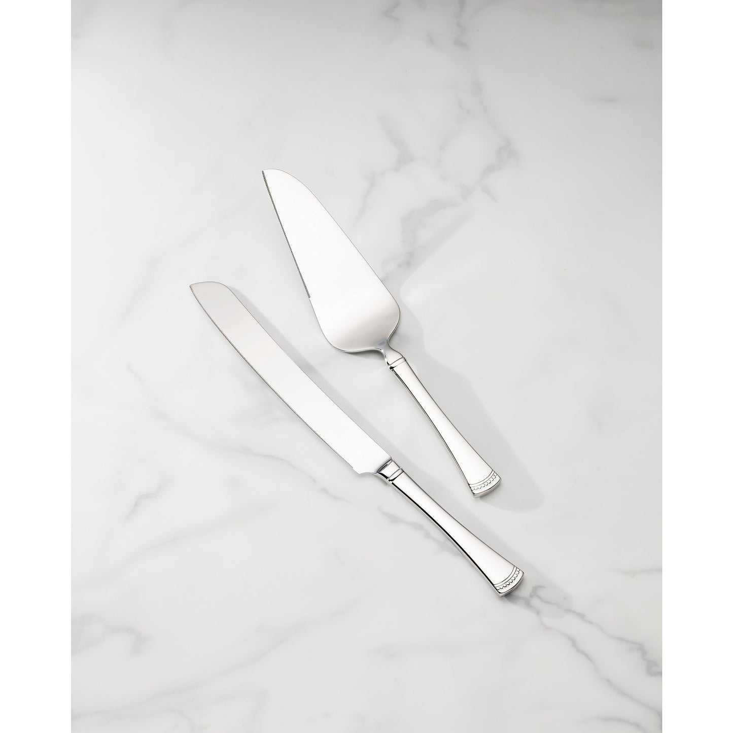 Lenox Silverware Serving Set, Portola 2-Piece Dessert Set, Serving Utensils, 18/10 Stainless Steel, Mirror Finish, Dishwasher Safe, Cake Knife & Cake Server, Dessert Serveware (Silver, 2 Piece)