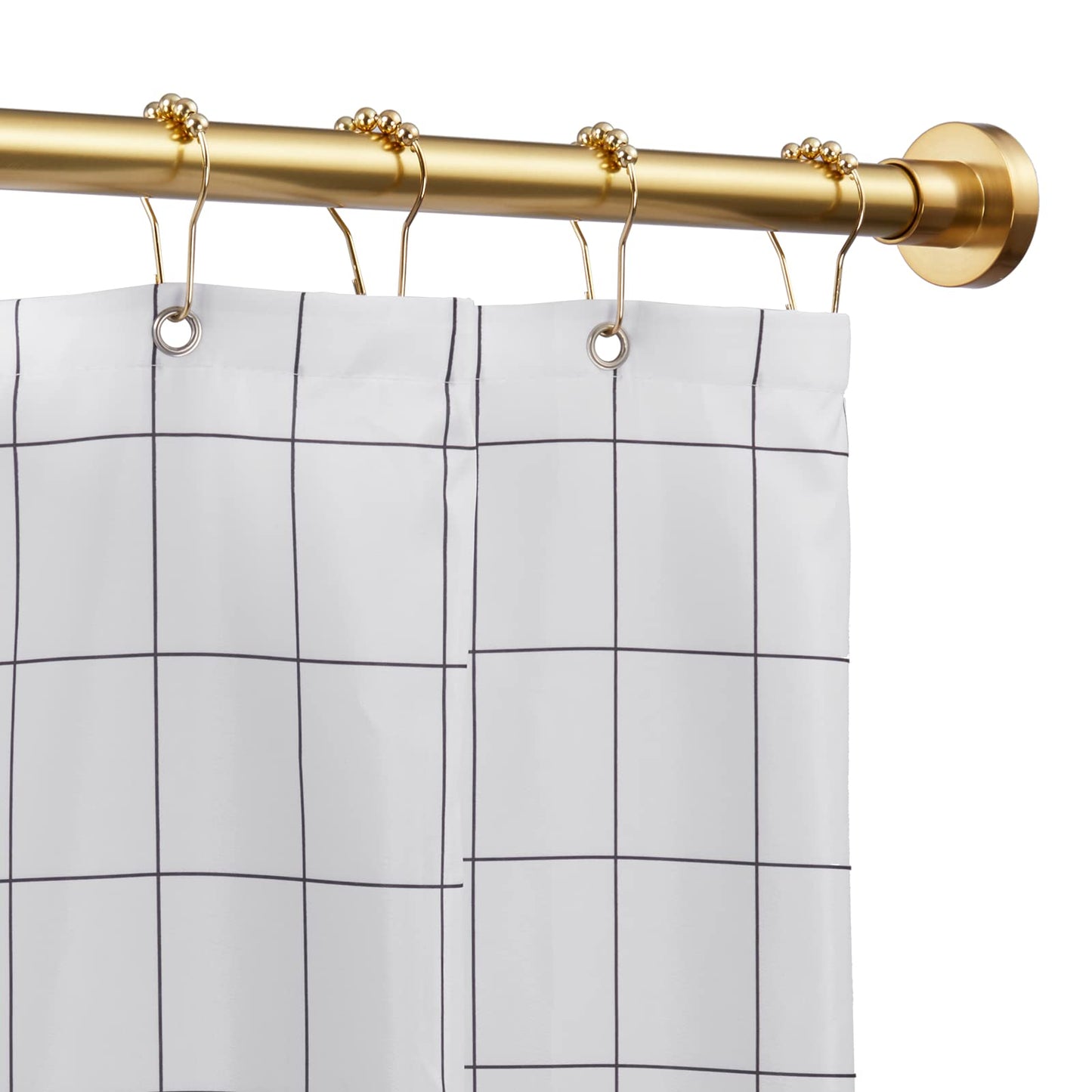 EBOATOP Shower Curtain Rod Tension- No Drill Non-Slip Spring Tension Shower Rod for Window or Bathroom, 43-73 inches Metal Steel, Gold