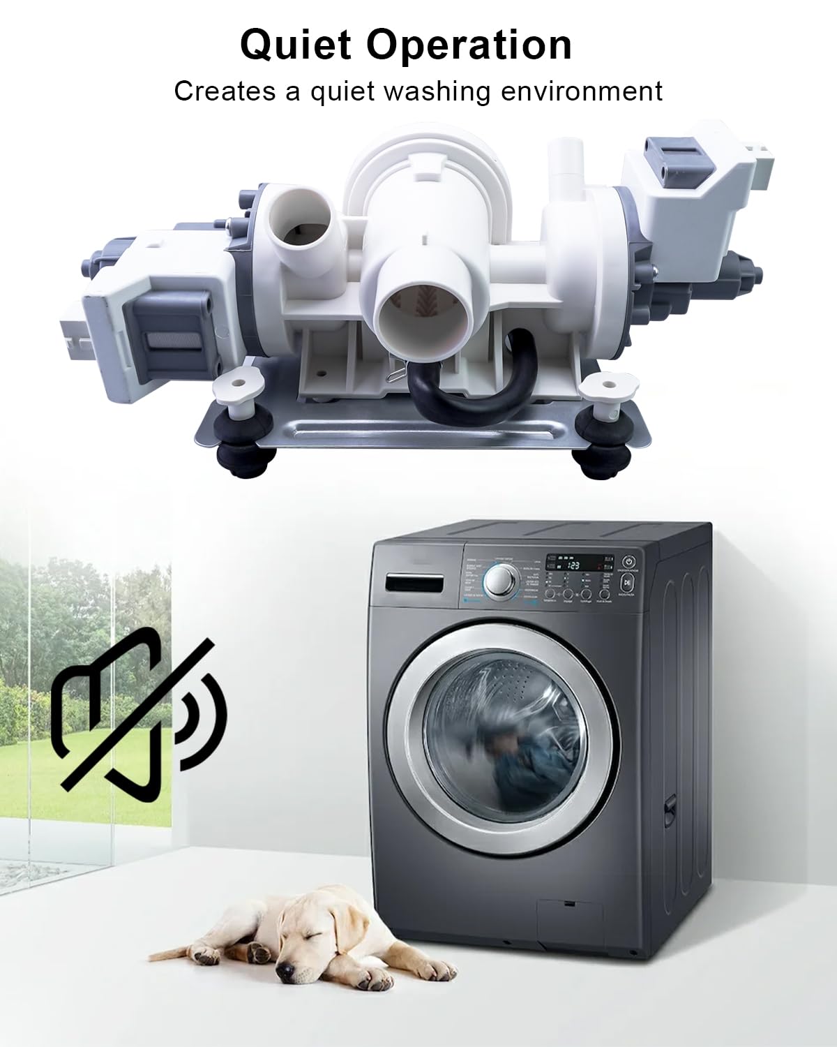 Washer Drain Pump Compatible with Maytag Whirlpool, Clothes Washer Drain Pump Replace W11458345 W11319789 W10918608 W11316609
