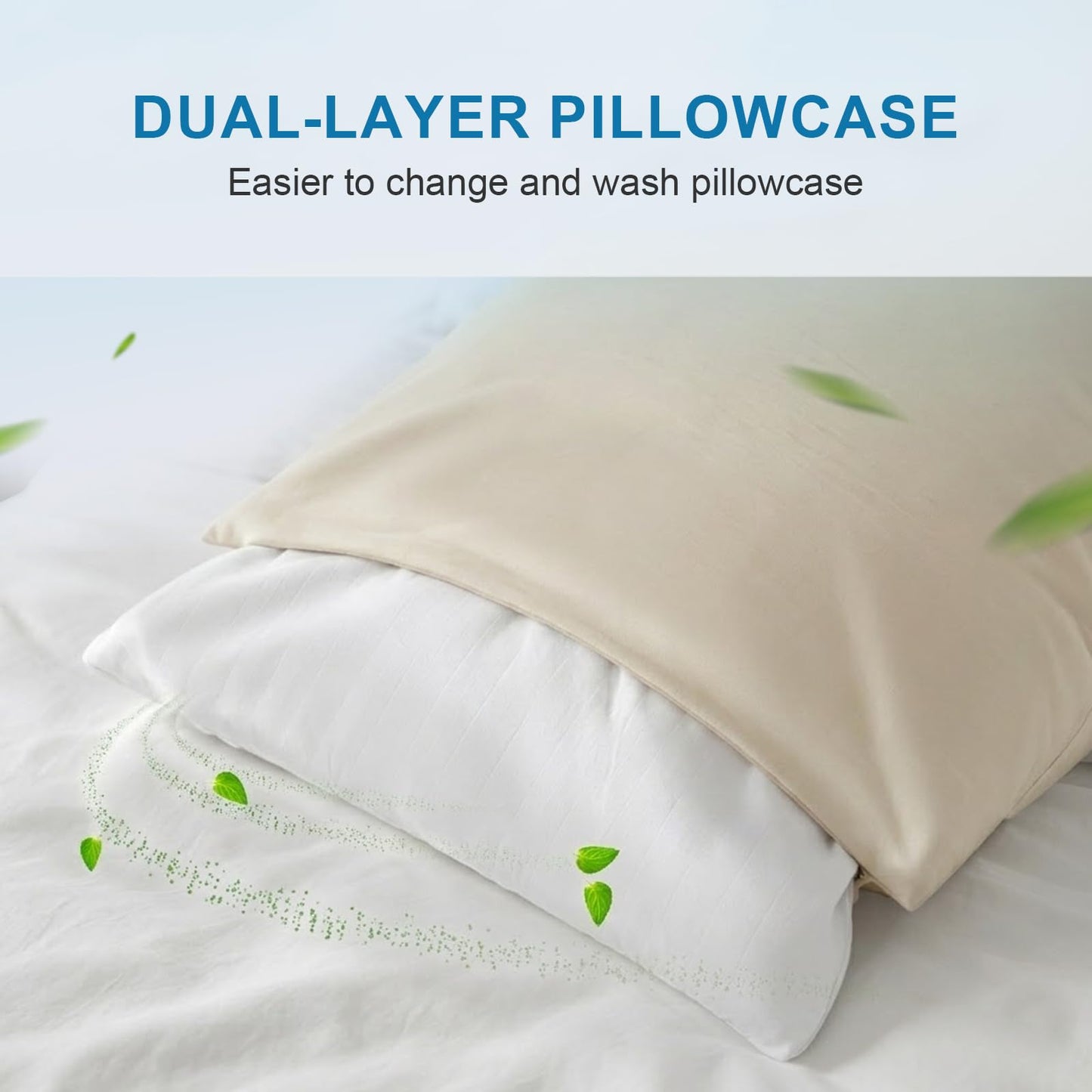 MIOTO Organic Buckwheat Pillow for Sleeping with Dual-Layer Pillowcase and Extra Tartary Buckwheat Hulls, Adjust Height and Firmness, Neck Support Pillow for Back and Side Sleepers 14"x20"