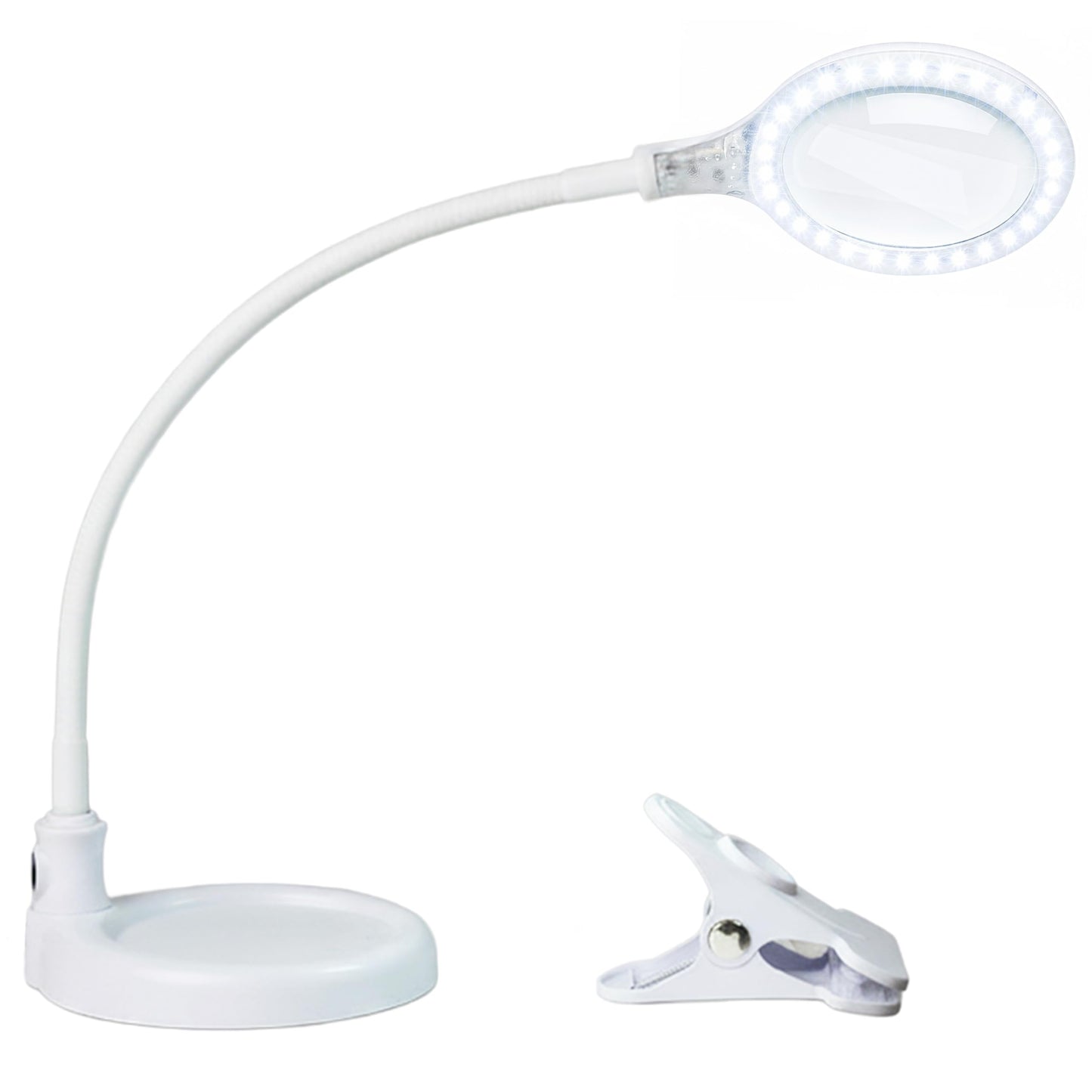 Brightech LightView Pro Flex 2 in 1 Magnifying Desk Lamp, 1.75x Light Magnifier, Adjustable Gooseneck Magnifying Glass with Light for Crafts, Reading, Close Work