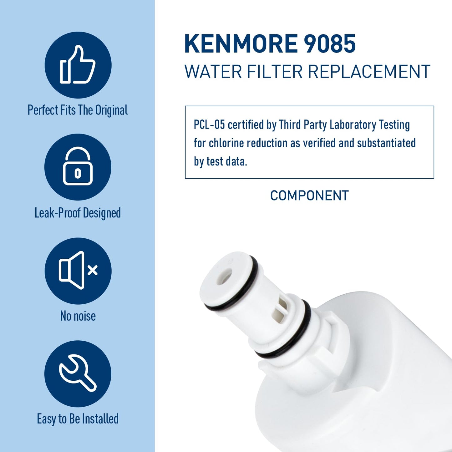 PERCOLA 9085 Water Filter Replacement for Kenmore 46-9085, 9085, 4609085, 46-90102, 90102, 4690102, 46-9902, 46-9908, 9908 (3 Pack)
