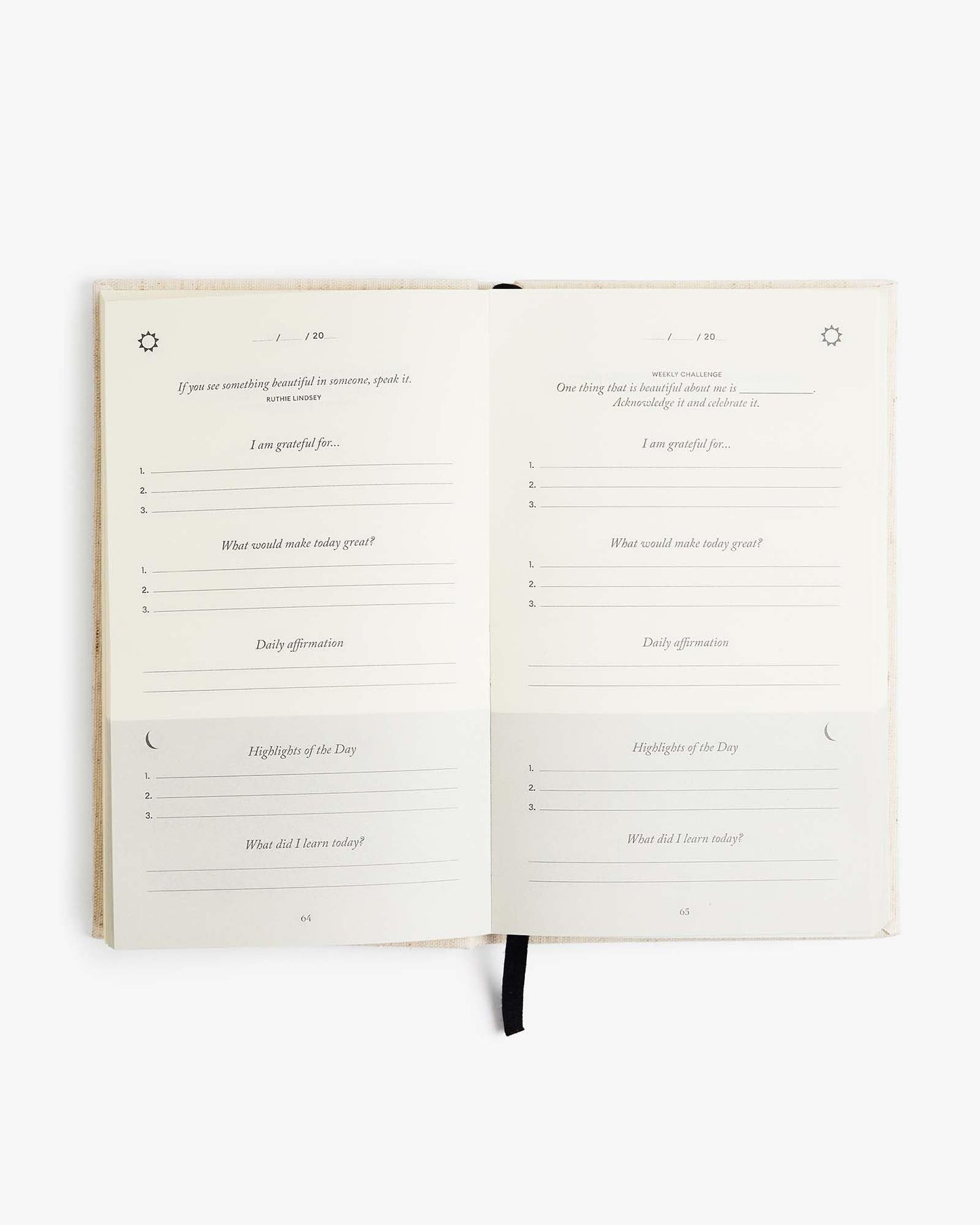 Ditsy Tulip Five Minute Journal, Daily Gratitude and Self-Reflection Diary