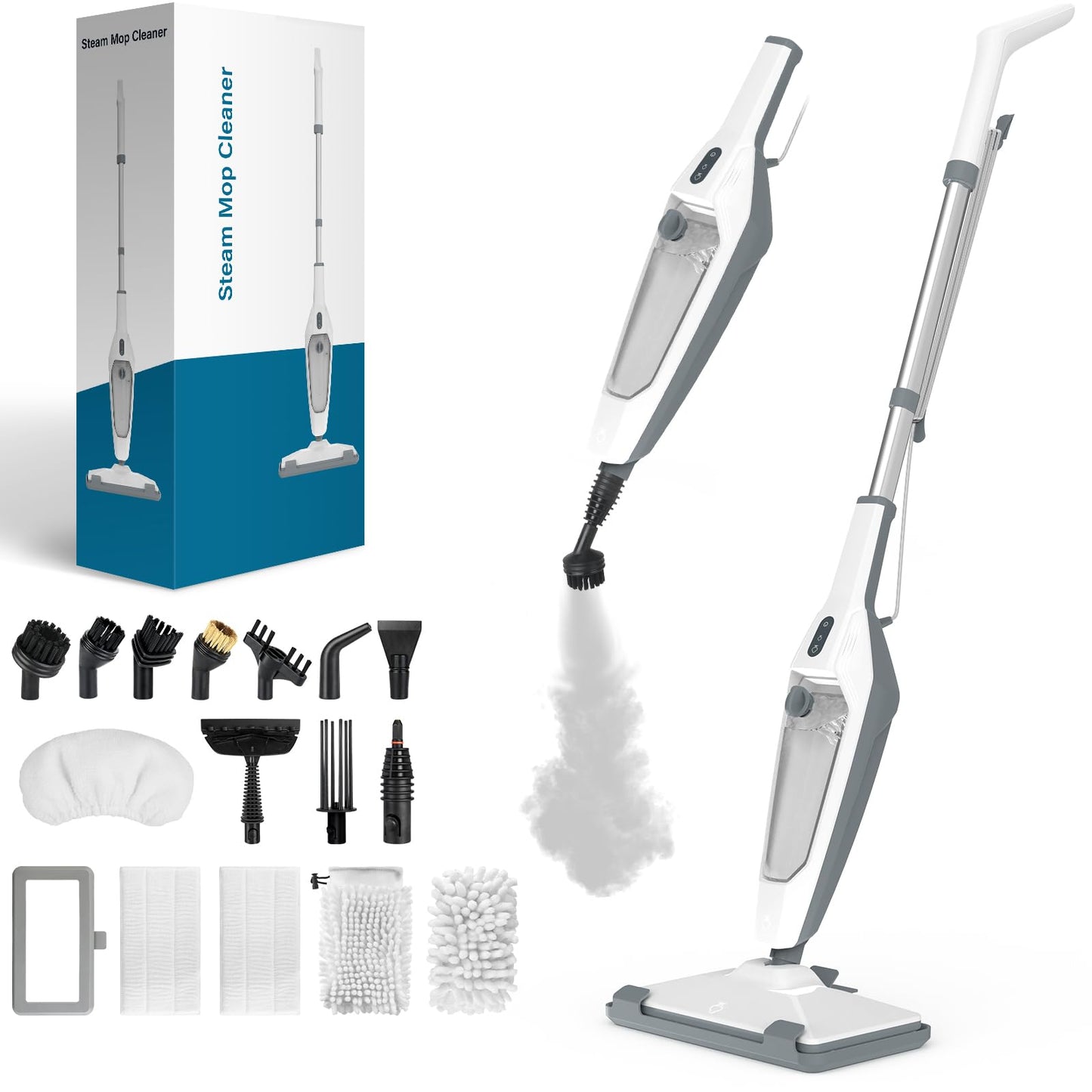 PEEH Steam Mop for Floor Cleaning, 12 in 1 Handheld Steam Cleaner for Home, Floor Steamer for Hardwood Windows Tile Laminate Shutter & Clothes with Attachments (grey)
