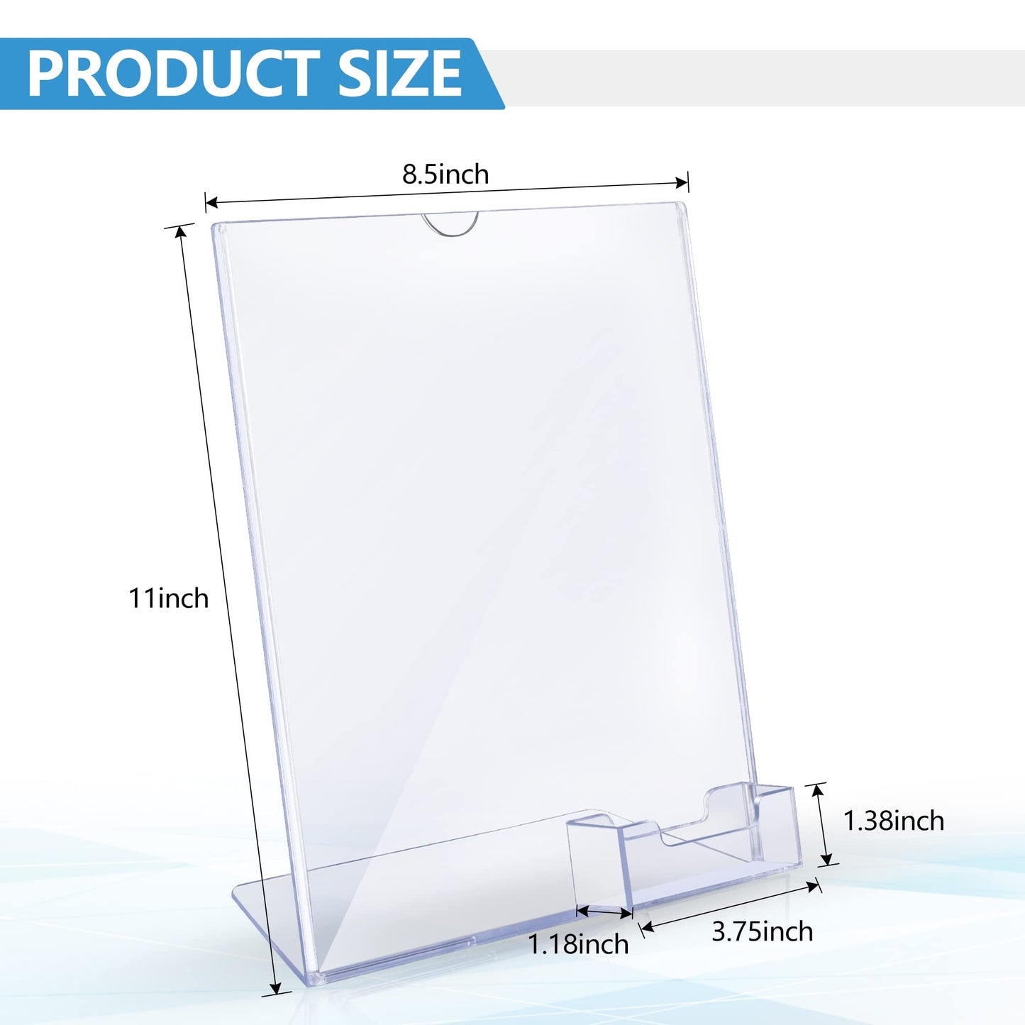 zavekia 8.5 x 11 Acrylic Sign Holder with Business Card Holder, Brochure Display Stand for desktop (8.5 x11 in/4 pack)