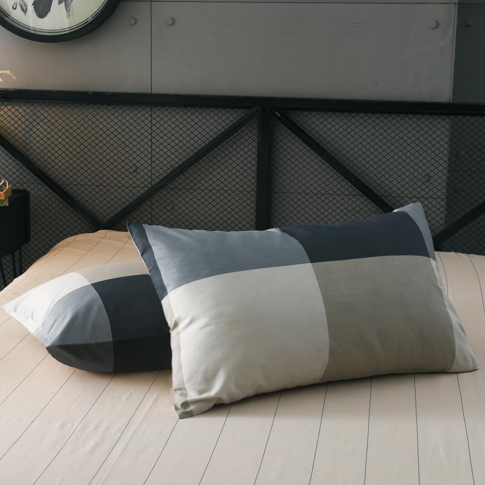 mixinni Twin XL Comforter Set Men Boys Geometric Checkered Plaid Printed Bedding Comforter for All Season Soft Lightweight Bedding Set-Twin XL Size