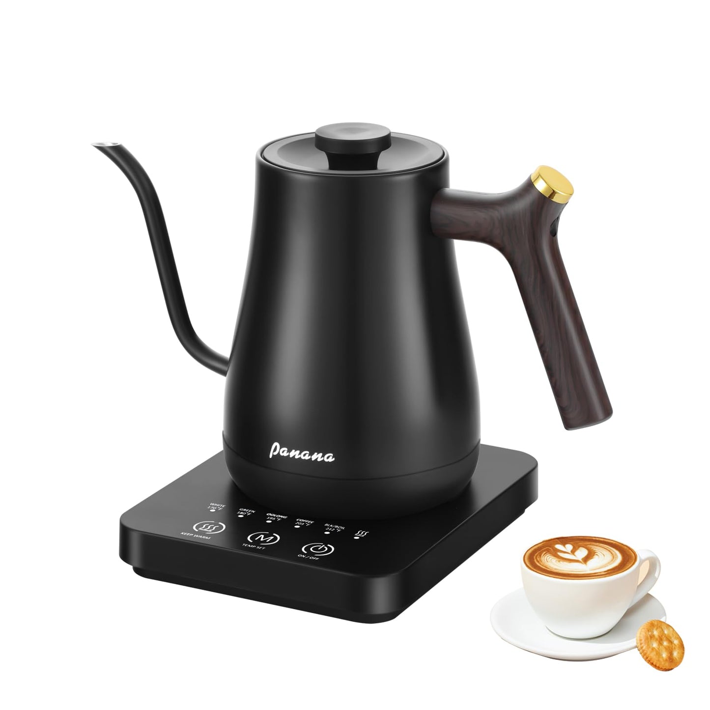 Panana Electrick Kettle, Gooseneck Electric Kettle Temperature Control with LCD Display, Pour Over Coffee Tea Kettle, Fast Heating, Overheat Protection, Memory Function,0.8L