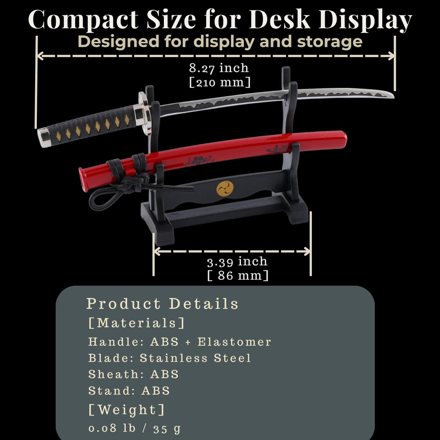 Wablade Katana Letter Opener with Stand 8.27 Inch, Japanese Samurai Mail Opener, Made in Seki Japan, Mini Katana Desk Decor, Gift for Men, Office Desk Accessory (Hijikata Toshizou)