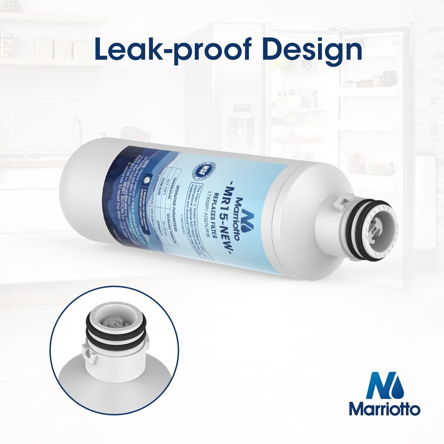 MARRIOTTO Water Filter LT1000PC Replacement for Refrigerator, Compatible with LT1000PC/PCS, LT1000PC, LT-1000PC, MDJ64844601, ADQ747935 ADQ74793504 Water Filter (4 Pack)