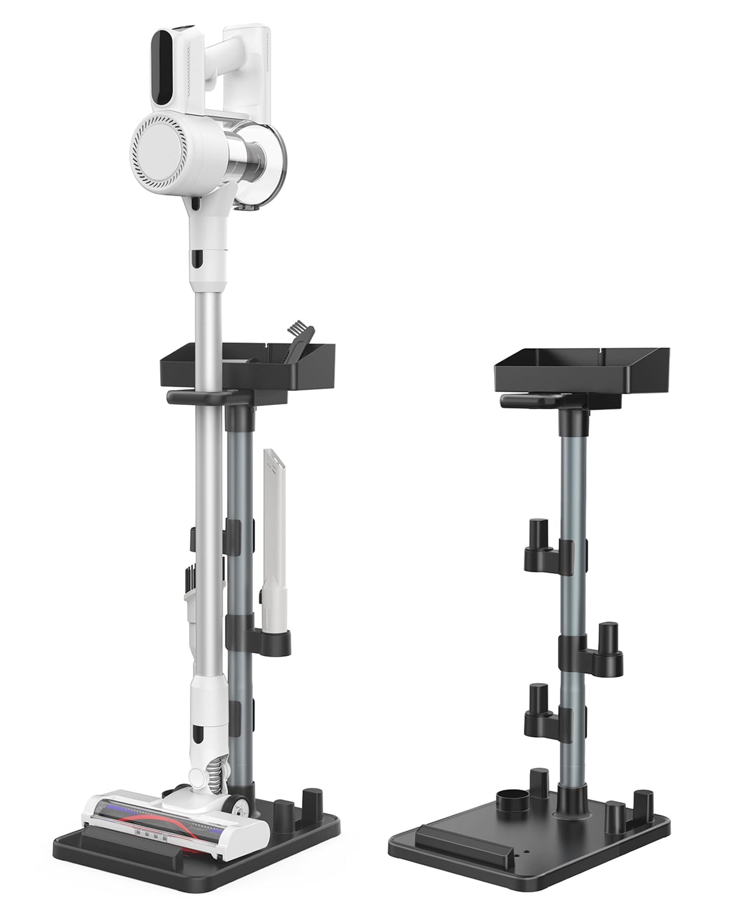 Kodahome Generic Vacuum Stand, Compatible with Bissell Dreame Dyson Eureka Shark More Cordless Stick Vacuums, Universal Standing Dock Station Organizer (Black, Adjustable Tubes)