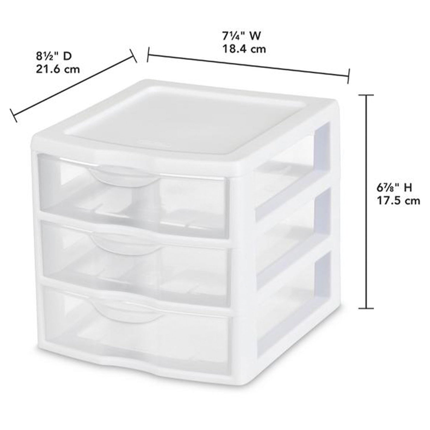 Sterilite Clearview Plastic Multipurpose Small 3 Drawer Desktop Storage Organization Unit for Home, Classrooms, or Office Spaces, White, 6 Pack