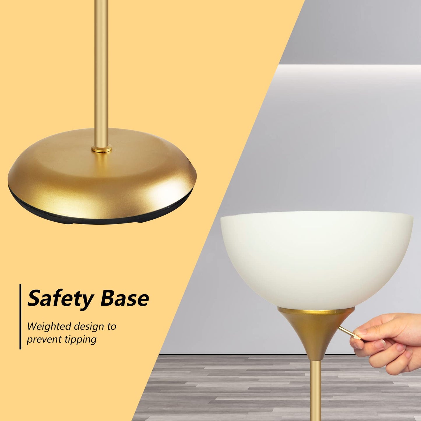 Floor Lamp for Living Room, Standing lamp for Bedroom, Drop-Resistant White Lampshade, Standing Lamp for Bedroom Study Office Hostel Kid’s Room