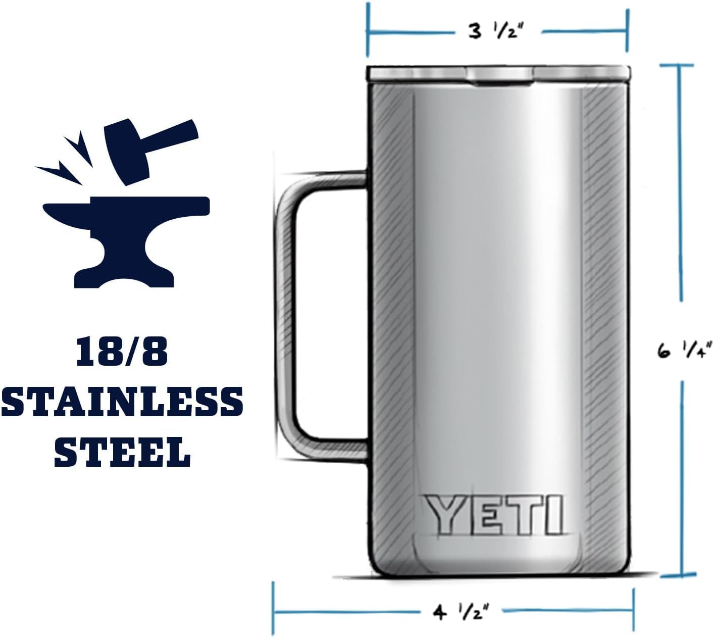 YETI Rambler 24 oz Mug, Vacuum Insulated, Stainless Steel with MagSlider Lid, Ridegeline
