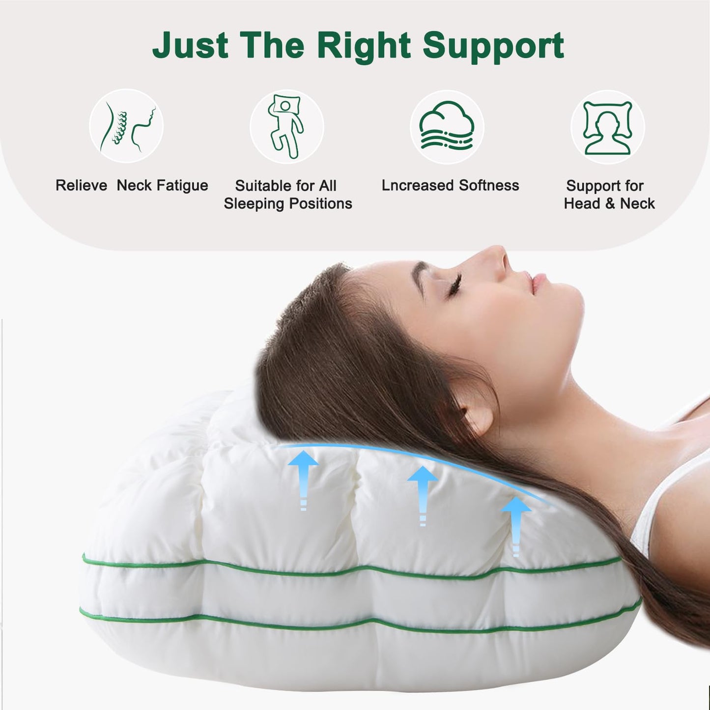 YOUR MOON Fluffy Support Bed Pillow Queen Size, Super Soft Premium Down-Alternative Filling for Sleeping, Luxury Hotel Quality Bed Pillows for Side Sleeper (White)