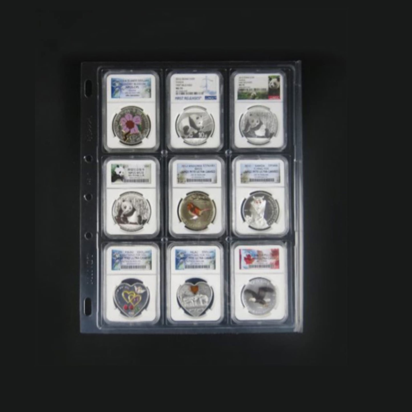MUDOR 5 Pack Coin Slab Sleeves, 9 Pocket Encap Coin Storage Sheet for PCGS NGC Certified Holder, PVC Free,Suitable for Collection Tokens, Medallions, Badges