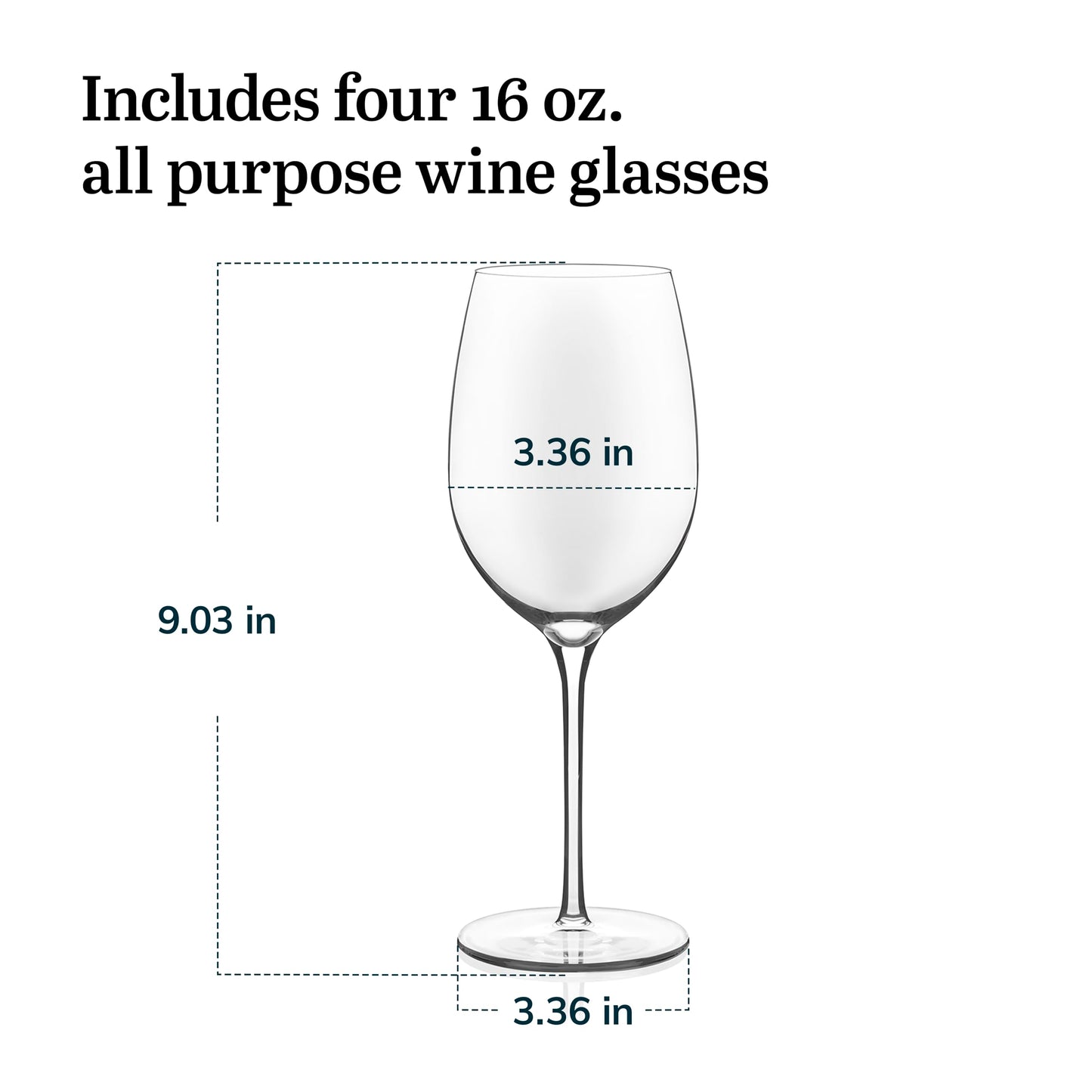 Libbey Signature Kentfield All Purpose Long Stem Wine Glasses Set of 4, White and Red Wine Glasses, Curvature Wine Glass Gift Set for All Occasions