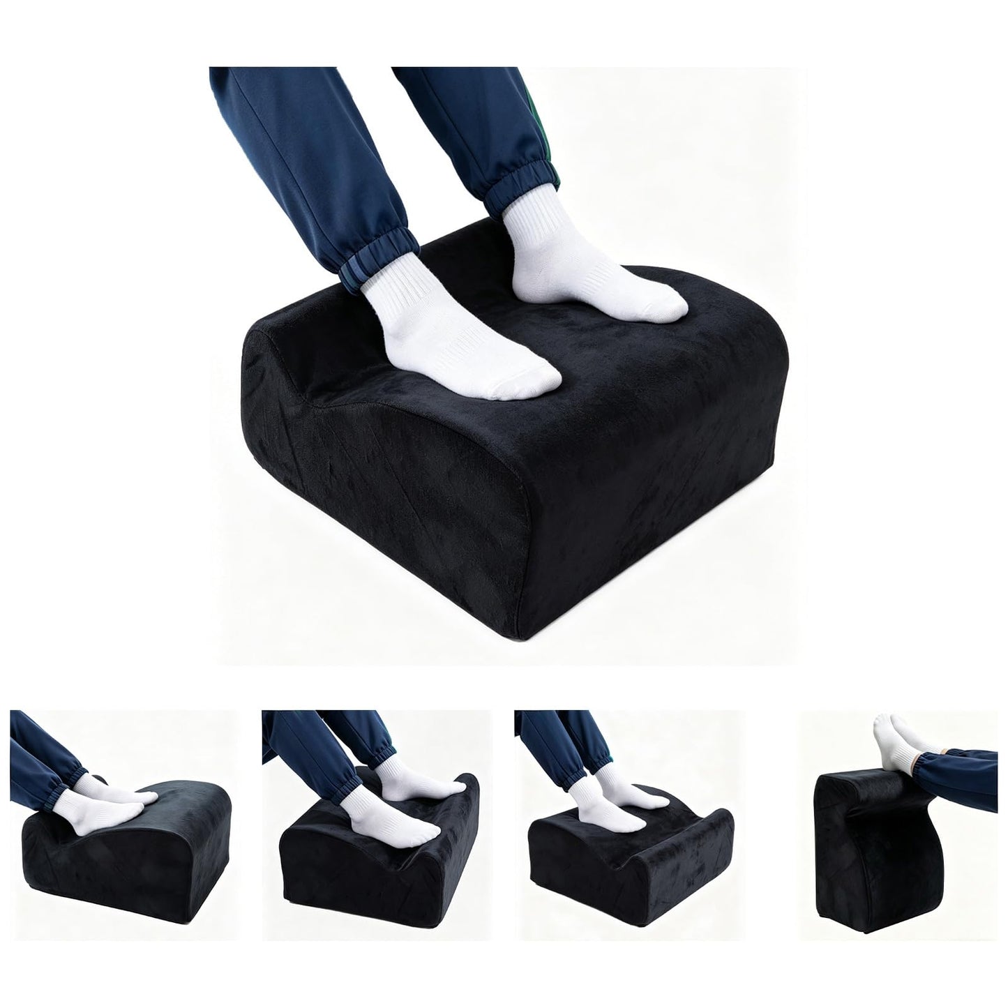 Foot Rest for Under Desk at Work. Multifunctional 3-Tier Foot Stool Office Desk Accessories, Soft Ergonomic Footrest,Support Foot Pillow,Heel Chair,Leg Elevation Pillow (Black, One Size)