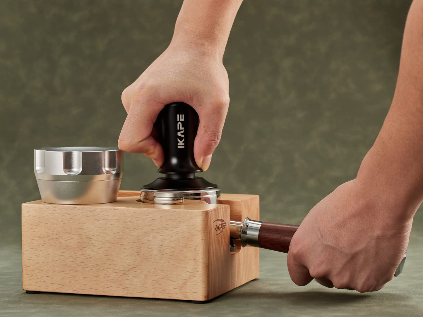 IKAPE 53.3mm Espresso Tamper, Premium Barista Coffee Tamper with Calibrated Spring Loaded, Threaded Stainless Steel Base Tamper Fits for Breville Series 54mm Portafilter Basket