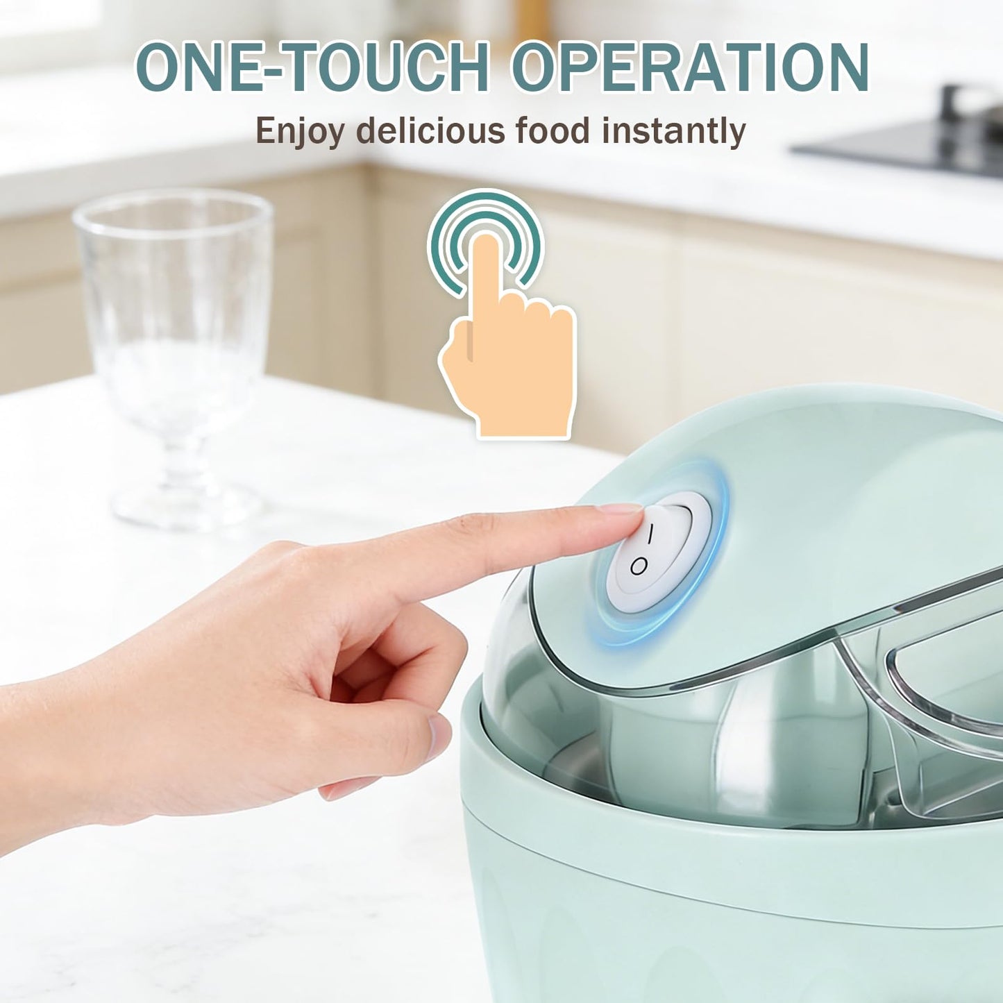 Mini ice Cream Maker, Single Serve Ice Cream Maker,One-Touch Dessert Maker, Single Serving of Gelato, Frozen Yogurt, Compact Electric Makers for Kitchen, Just 15 Minutes