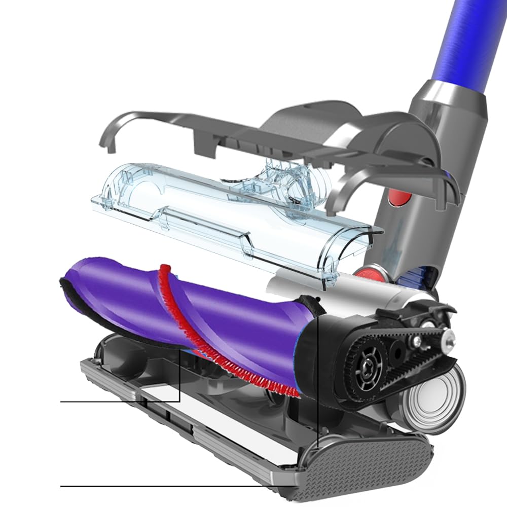 Large Roller Vacuum Brush Head Replacement Parts for Dyson v7 v8 v10 v11 v15 Motorhead Fluffy Animal Cyclone Absolute Direct Carpet Attachments with 4 LED Lights, V10slim / Ball Series NOT Compatible