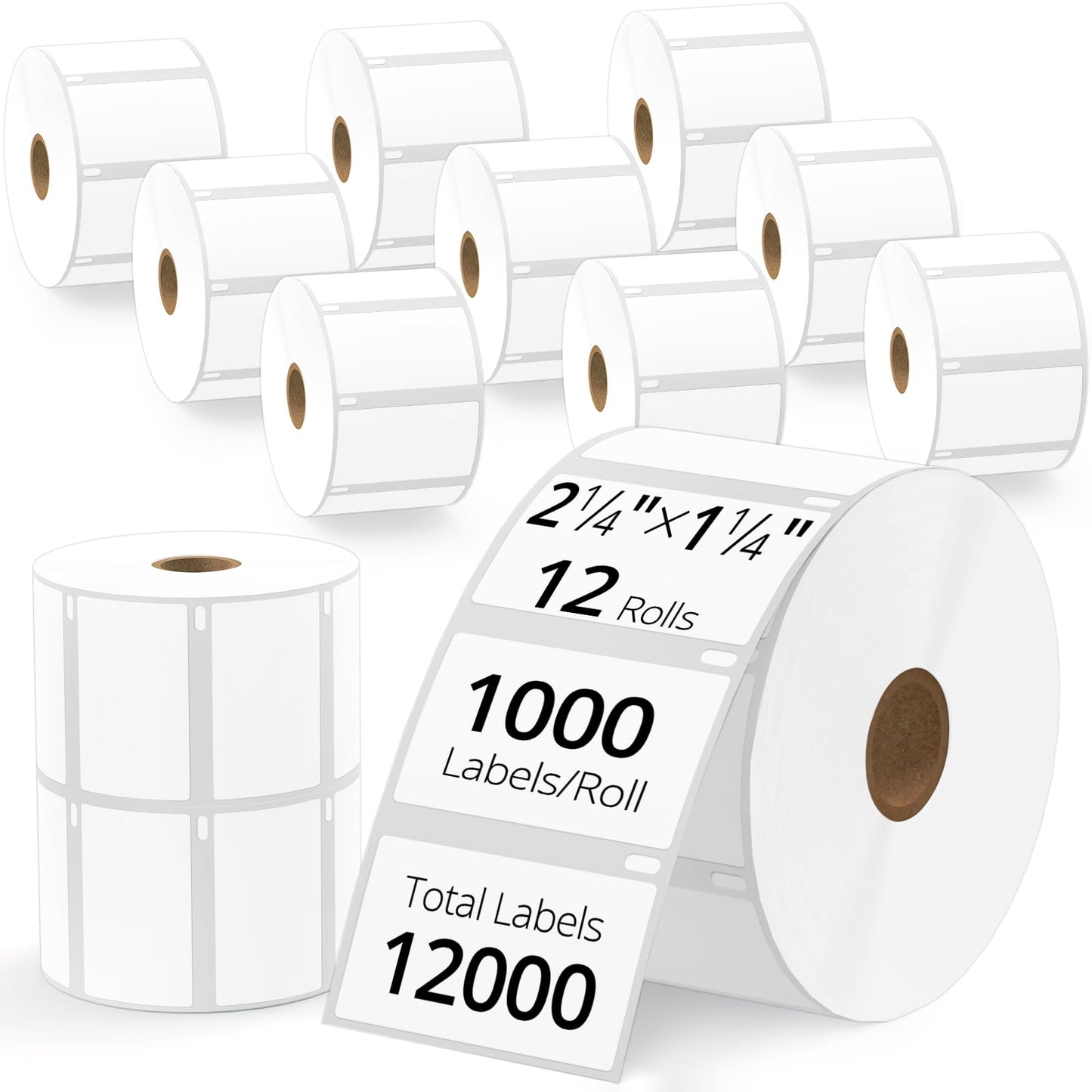 TgSmder-Compatible for Dymo 30334 - (2 1/4" x 1 1/4") Barcode Multipurpose Labels, Fits for Dymo Labelwriter 450, 450 Turbo, 4XL (Not for 550, 5XL) Strong Adhesive Thermal Labe（12Rolls/12000Labels）