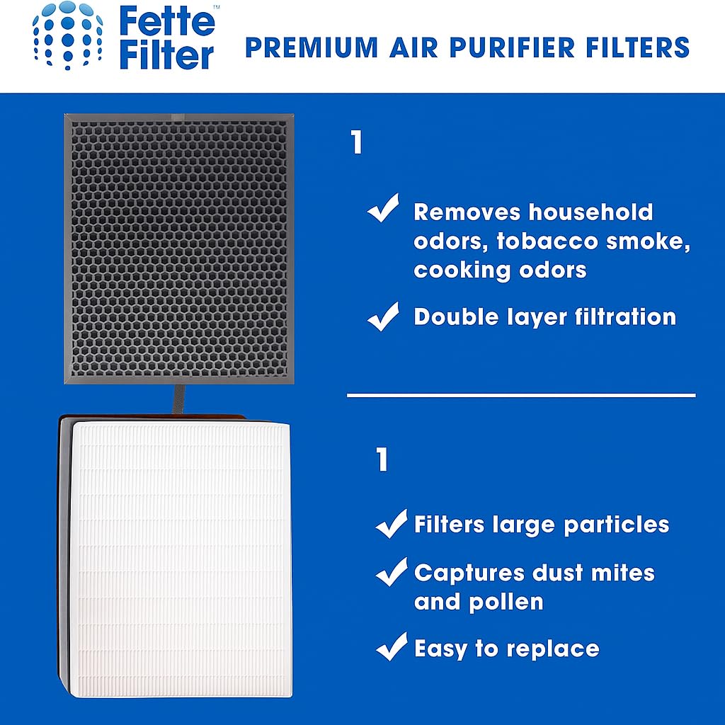 Fette Filter - FLT9200 Air Purifier Filter H and Carbon Combo Pack Compatible with FLT9200 for AC9200 AC9200WCA Air Purifier 1 True HEPA & 1 Carbon Filter Included.