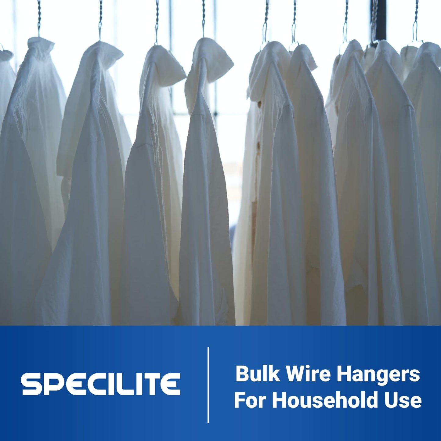 SPECILITE Wire Metal Clothes Hangers Bulk 100 Pack for Standard Size Suits, Coats, Shirts, Pants, Skirts, Space Saving, Non Slip,16 Inch 12 Gauge Ultra Thin, Silver