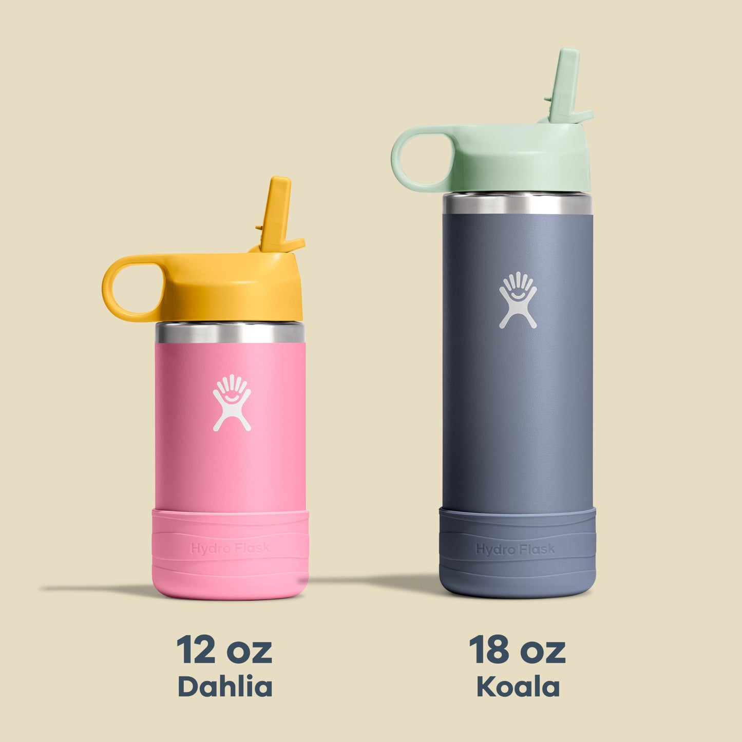 Hydro Flask Kids Water Bottle for School - Stainless Steel and Insulated with Straw Cap - 12 Oz Koala