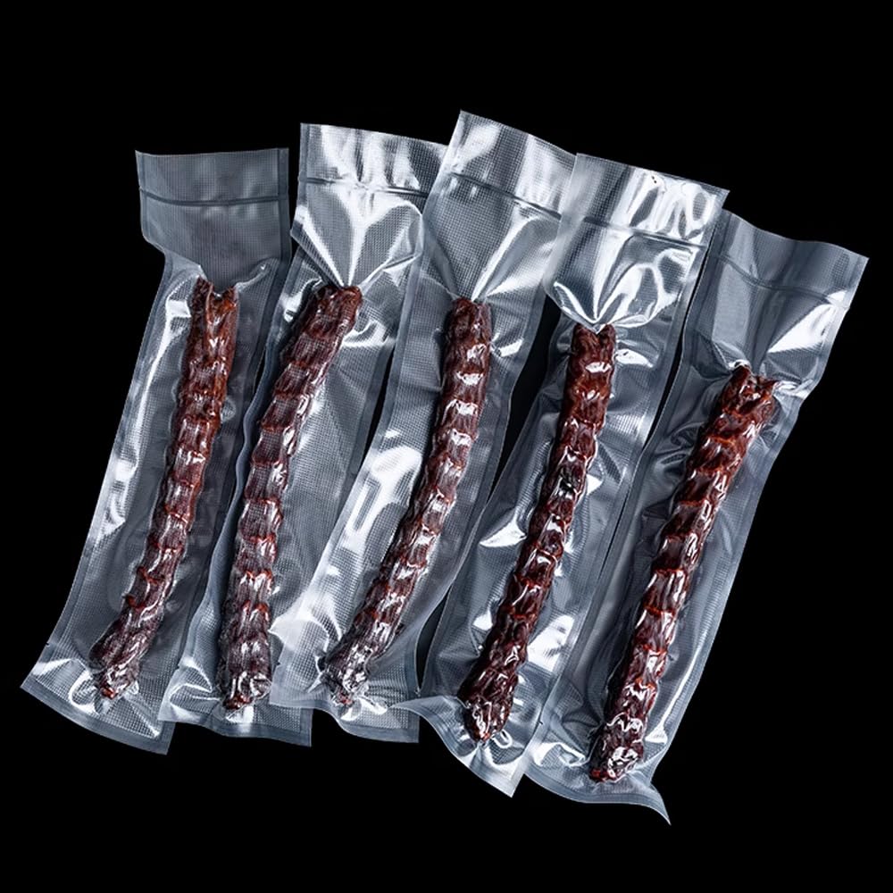 MITOB 500 Pack Clear Vacuum Bags 1.57x5.9 inch (Inside Size 1.18x5.5 inch) for Food Saver Flat Open Top Embossed Vacuum Sealer Bag Food Storage Packaging Pouch with Tear Notch