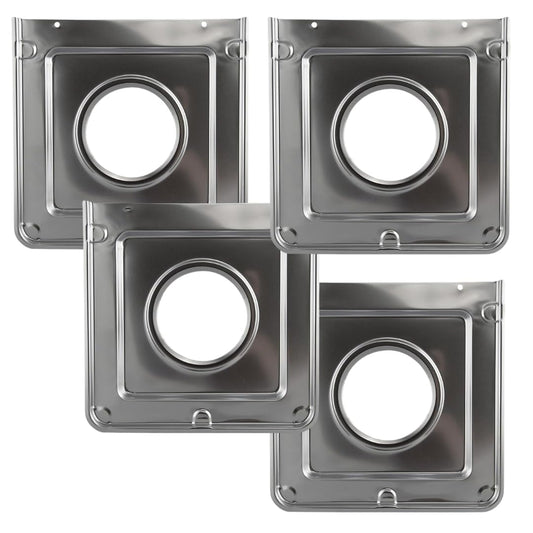 4 Pack - Style J - 9.125" x 9.3125" Square Heavy Duty Chrome Drip Pan -