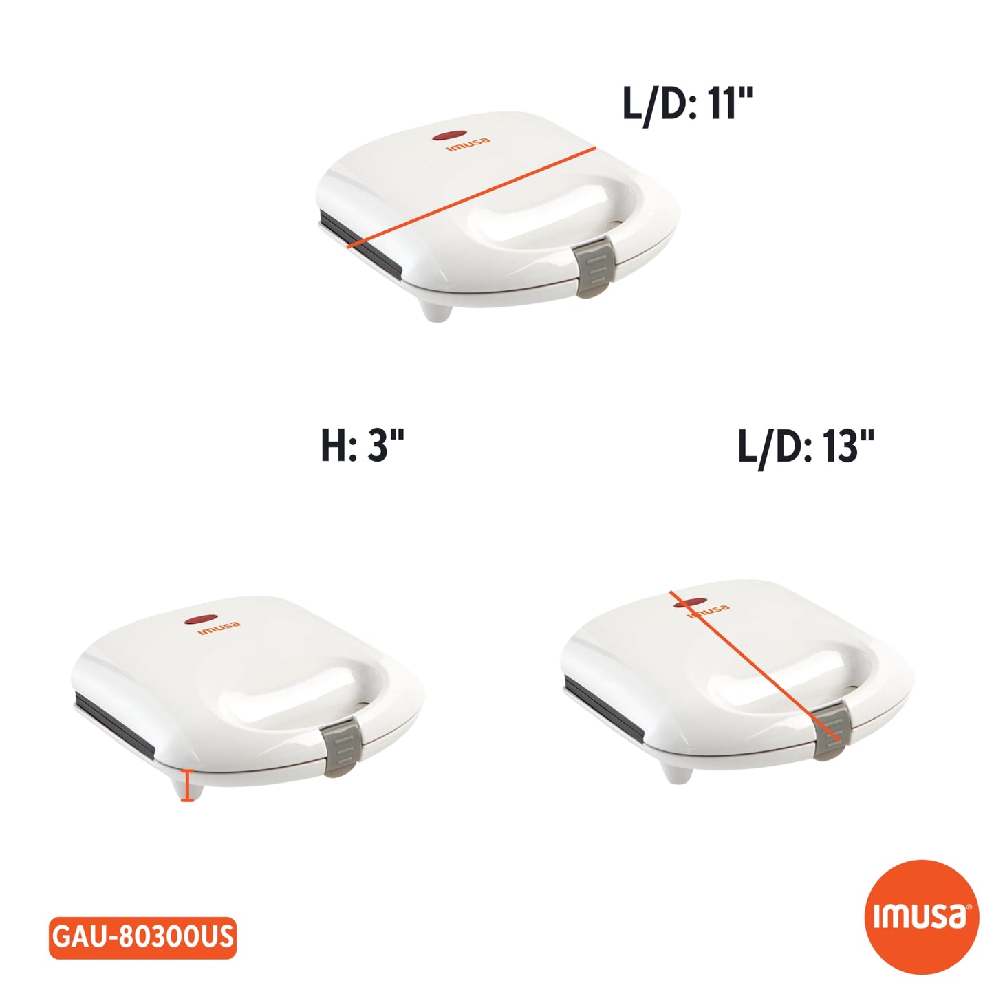 Imusa USA GAU-80300 4 Slot Electric Arepa Maker with Nonstick Surface (1,200-Watts), White