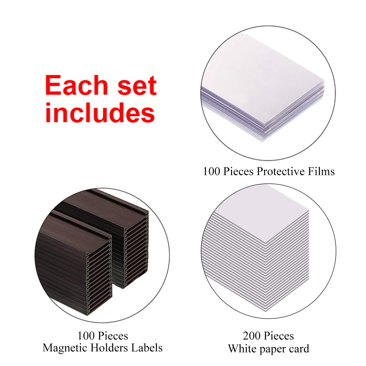 MVISUAL C Channel Magentic Label Holders 1x3 Inches with Paper Inserts and Clear Plastic Protectors,Magnetic Data Card Holders File Cabinet,Pack of 100