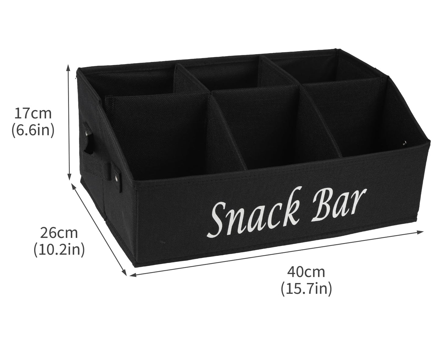 Xbopetda Snack Organizer for Countertop, Fabric Snack Bar Station with Handles, 6 Compartment Container, Black 【Patent Pending】