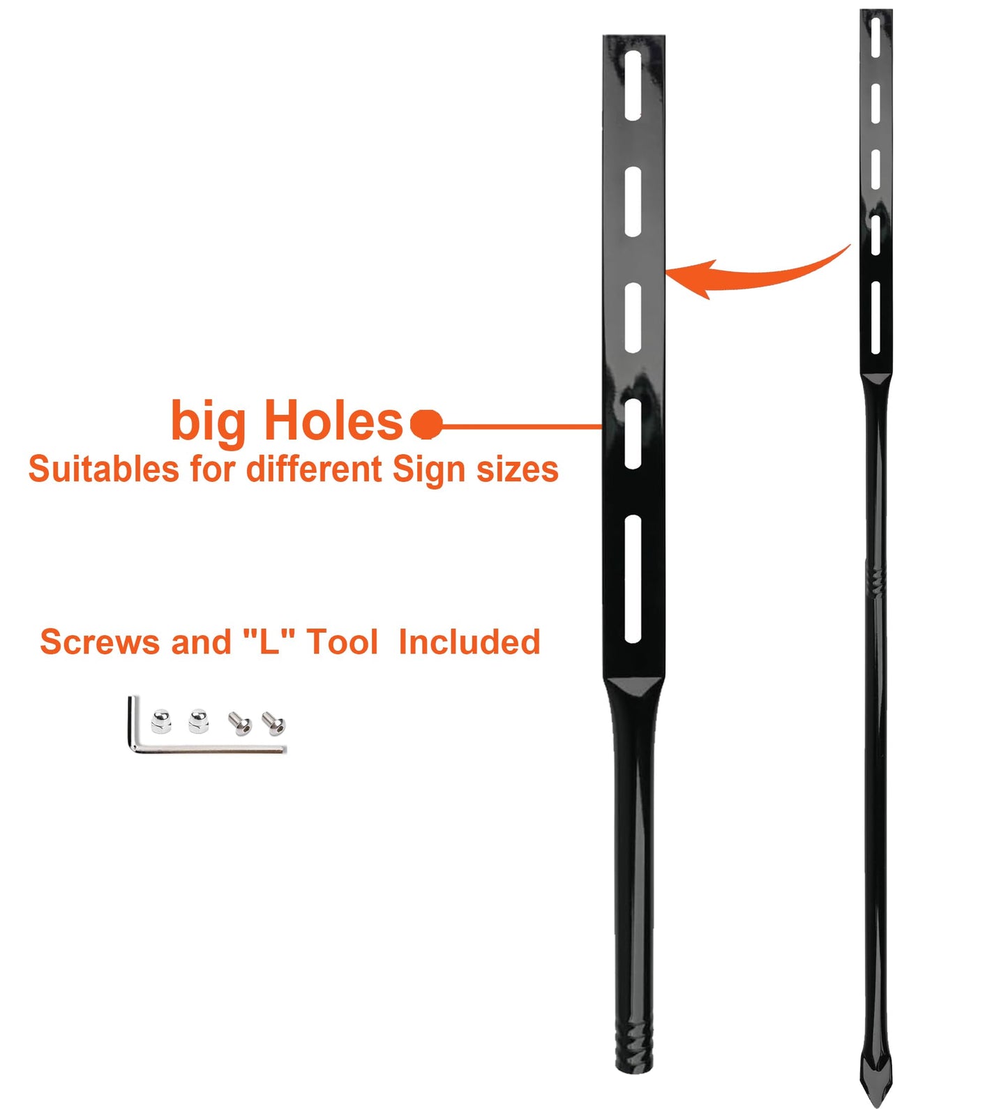 Metal Stakes for Yard Signs, 72-Inch Heavy Duty Posts, Black, 2-Pack