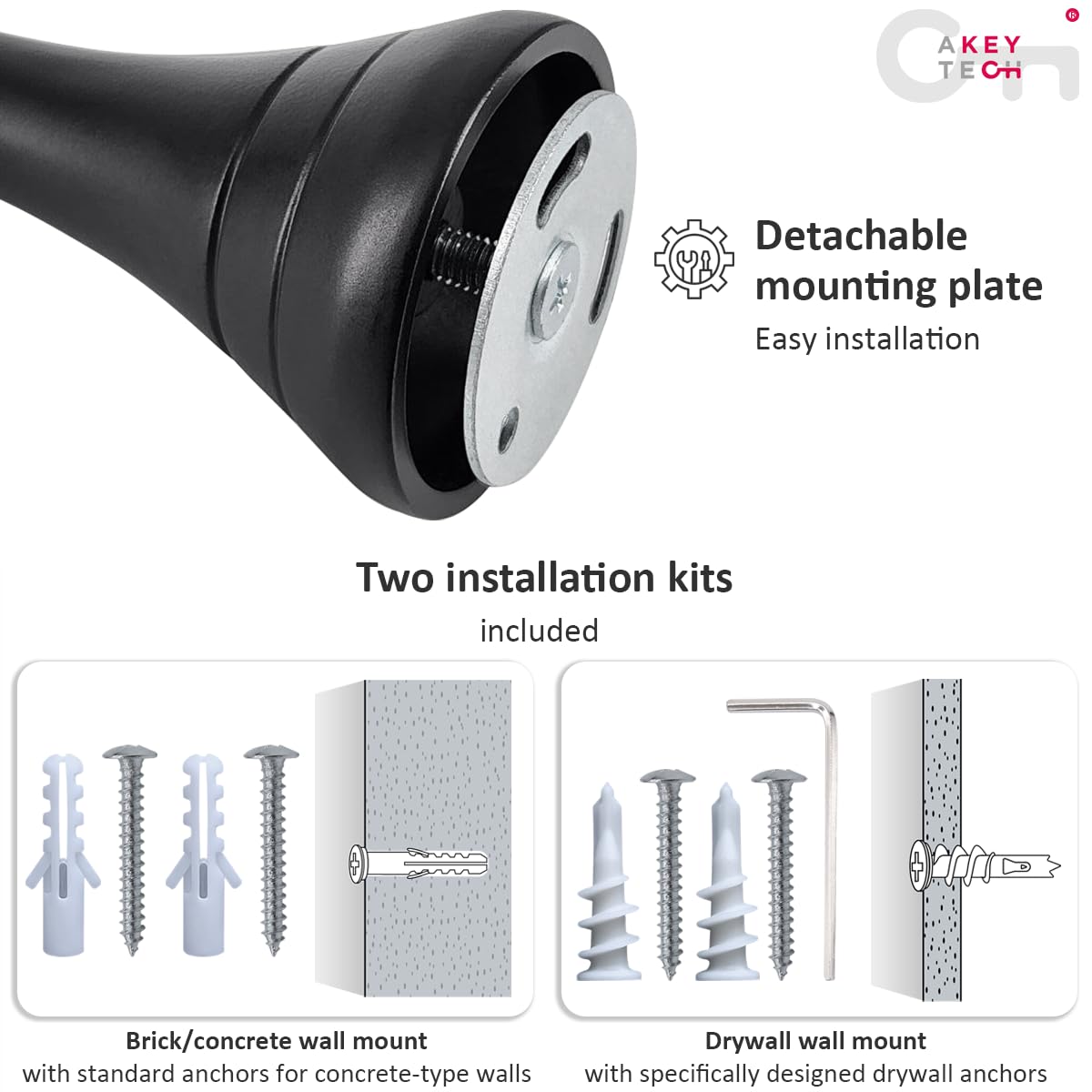 Heavy Duty Curtain Rod Brackets for Wall, 6 inch Curtain Rod Brackets, Extra Long Holder for Heavy Curtains, for 3/4 to 1 inch Rods, 4 pcs Extended Wall Mount Holders, Set of Four, Black