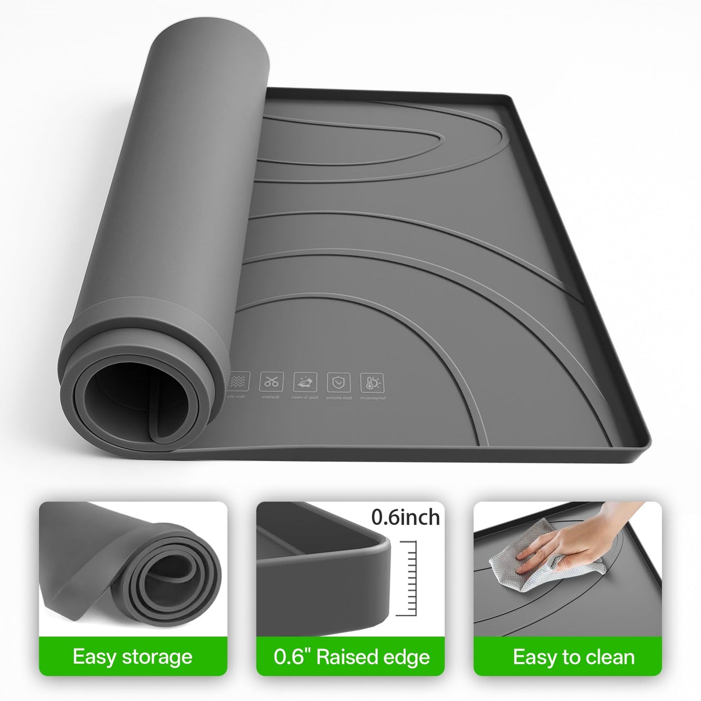 Washing Machine Drain Pan Silicone mat – 30x33 Inch Non-Slip Waterproof Washer Drip Tray, Anti-Vibration Soft Mat for Under Dryer or Washer, Floor Leak Protector for Laundry Room