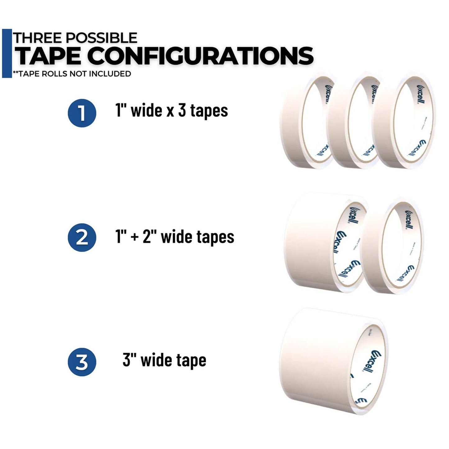 MDJ Excell Premium Steel 3 inch Core Metal Multi-Roll Desktop Tape Dispenser for Masking, Packing, Shipping, Packaging, Heat Transfer and Painter (3-inch Wide)