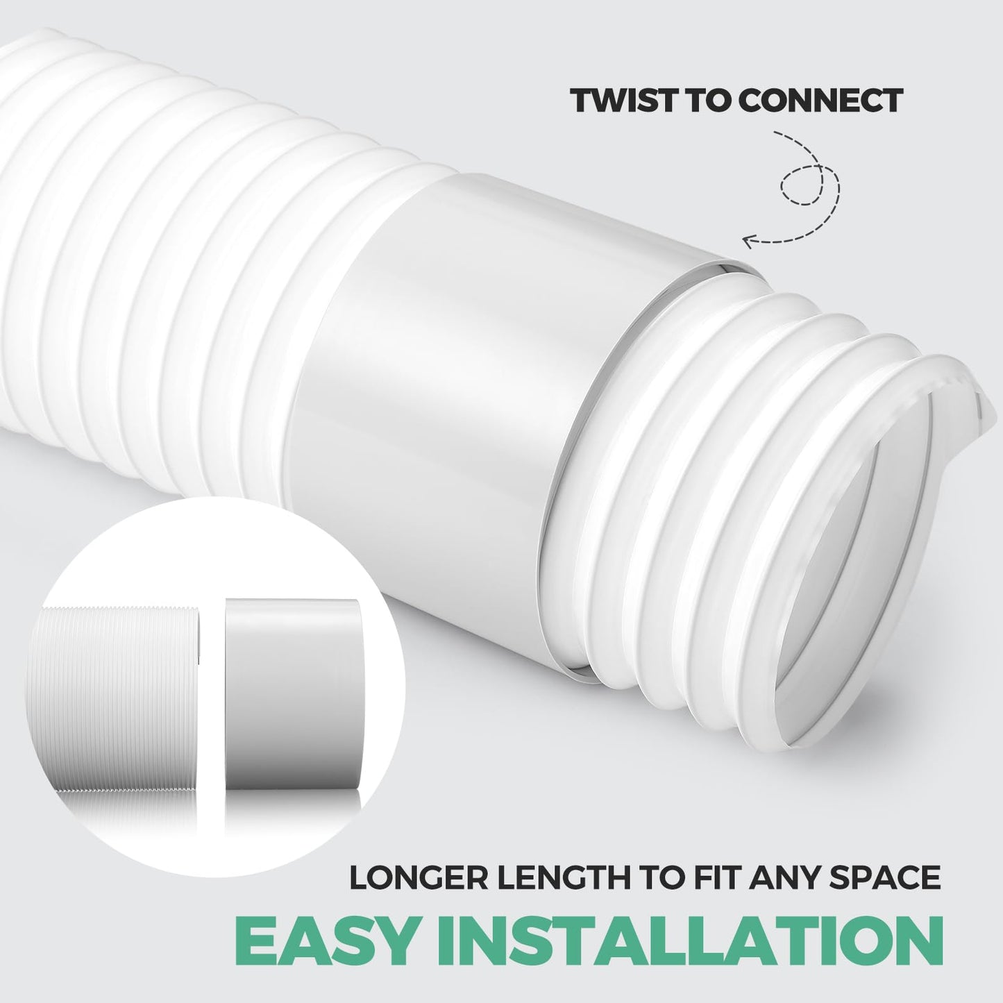 Innconee 1 Set 78.7'' Portable Air Conditioner Hose with Coupler 5.9'' Universal Flexible Ac Hose Extension with Tube Connector for Air Conditioner Vent