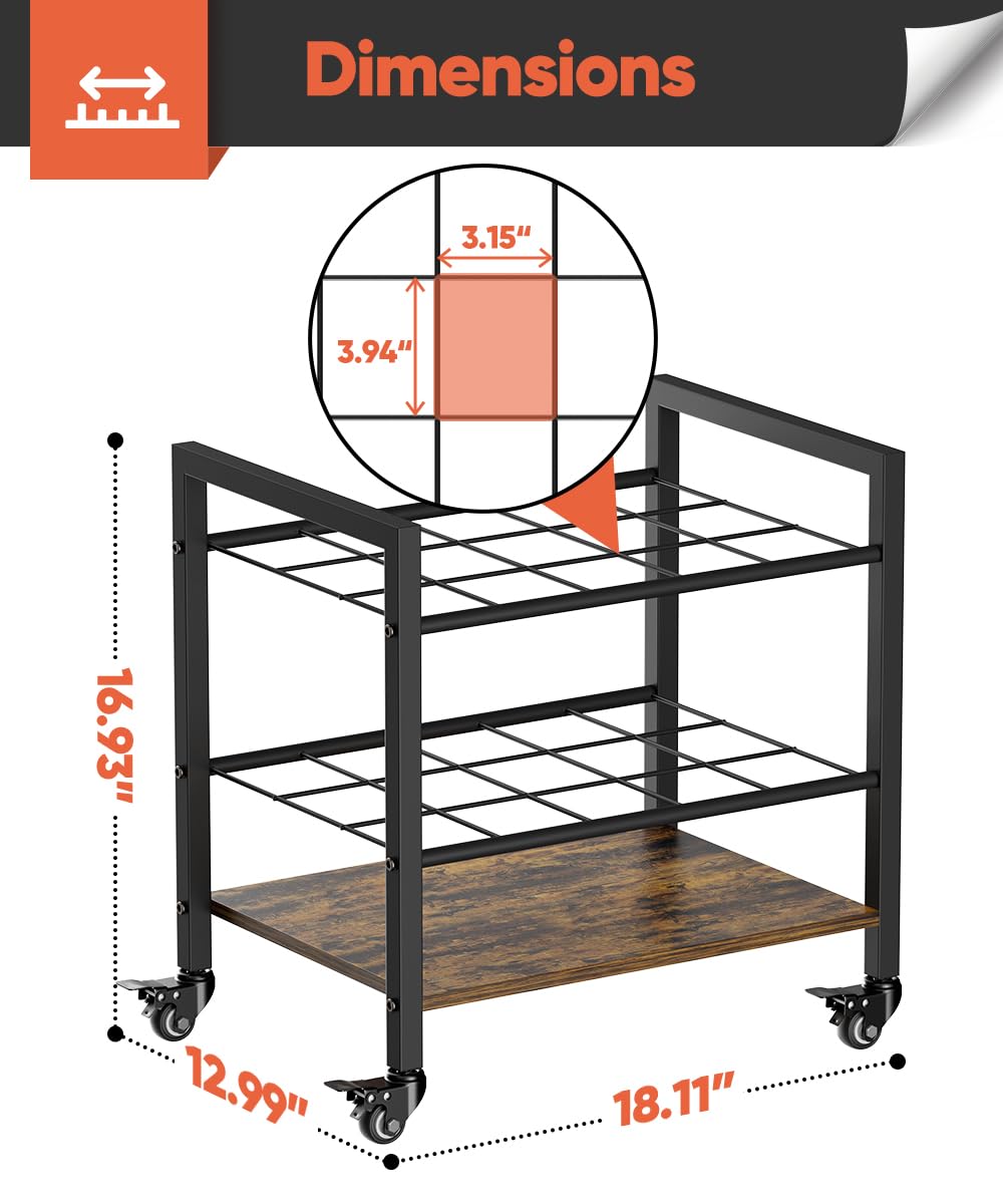 Tigerden Blueprint Storage Rack Cart, 15 Slots Metal Rolling File Holder with Wheels & Adjustable Pads, Mobile Gift Wrapping Paper Organizer for Maps/Posters/Architectural Construction Plans, Black
