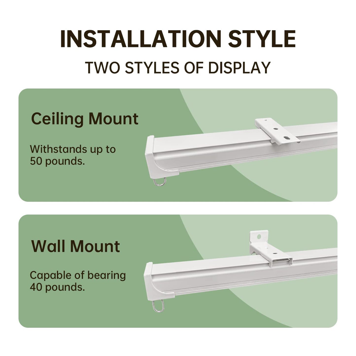 MaKefeile Ceiling Curtain Tracks 6FT,Curtain Track Wall Mount,Ceiling Mounted Sliding Door Curtains Rails Outdoor Extra Long Curtains Rod Room Divider Track for Living Bedroom with Hooks,White