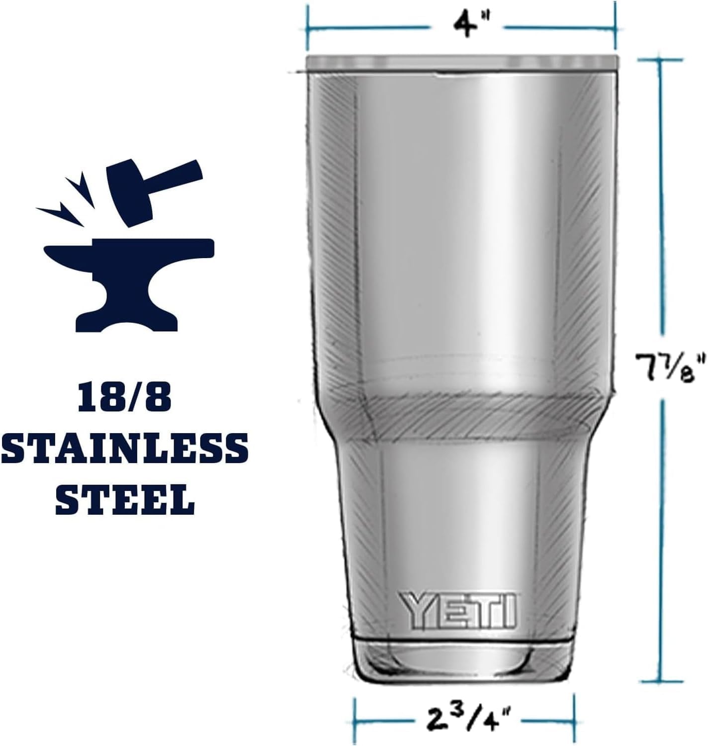 YETI Rambler 30 oz Tumbler, Stainless Steel, Vacuum Insulated with MagSlider Lid, Moon Dust