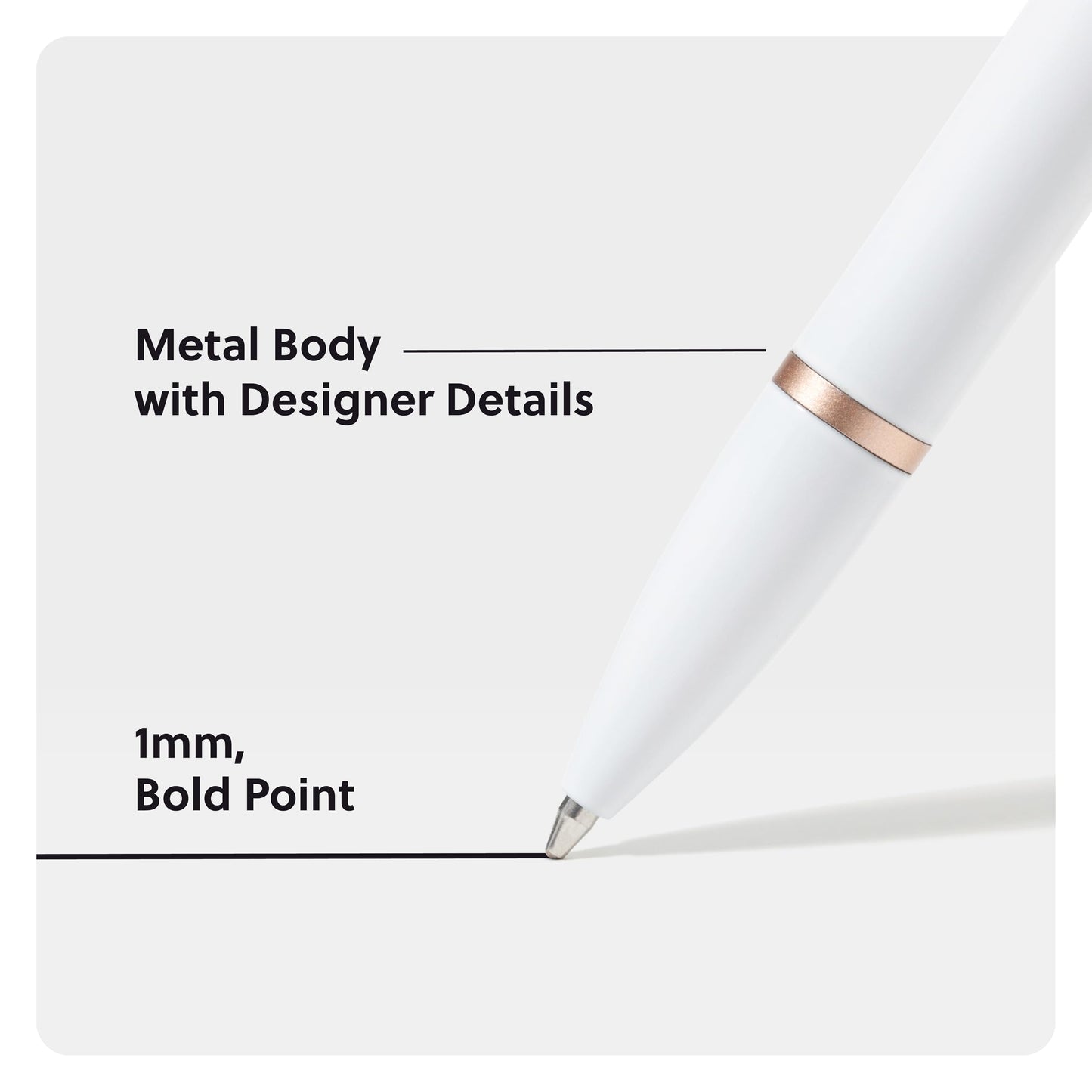 U Brands Monterey Ballpoint Pens, Set of 12, White and Rose Gold, Bold (1.0 mm) Point, Black Ink