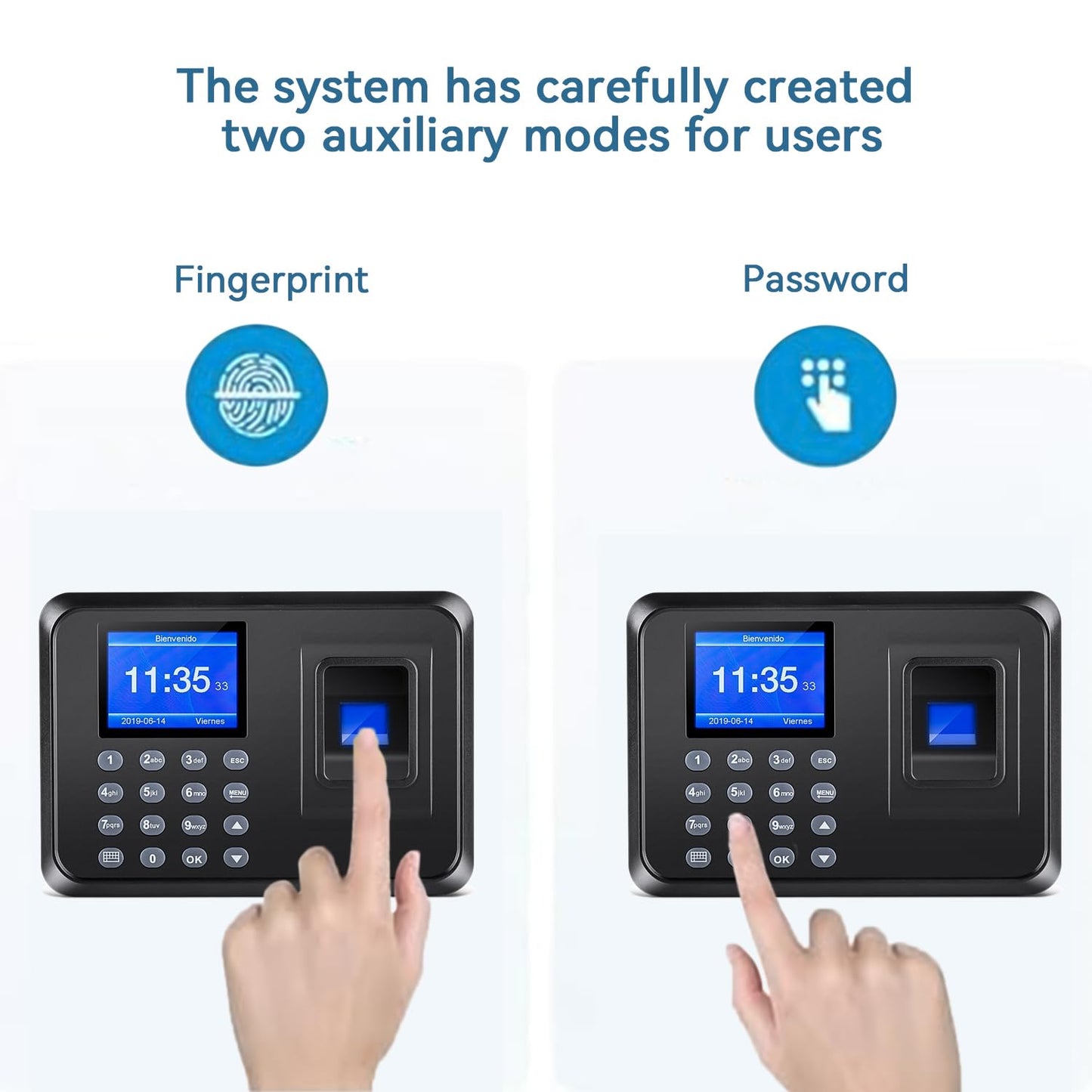 Time Clocks for Employees Small Business, Biometric Fingerprint Time Clock with Attendance Machine, and PIN Clock in and Out Machine, Office Punch Clock for Small Business Management, No Monthly Fees
