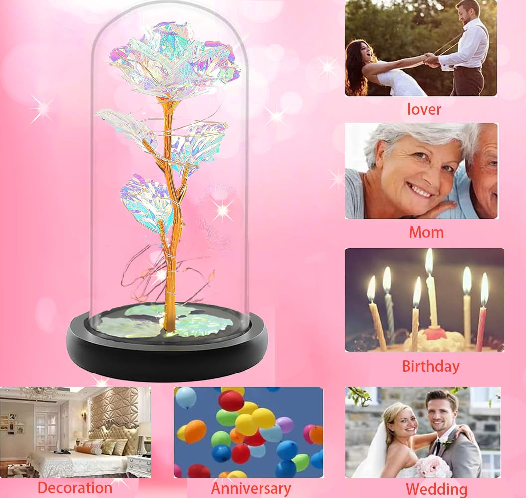 Fvawe Mothers Day Rose Gifts for Mom, Birthday Gifts for Women Moms, Galaxy Crystal Light Up Rose in A Glass Dome, Mothers Day Flowers Presents Girlfriend Wife Sister Grandma Mother Mom from Daughter