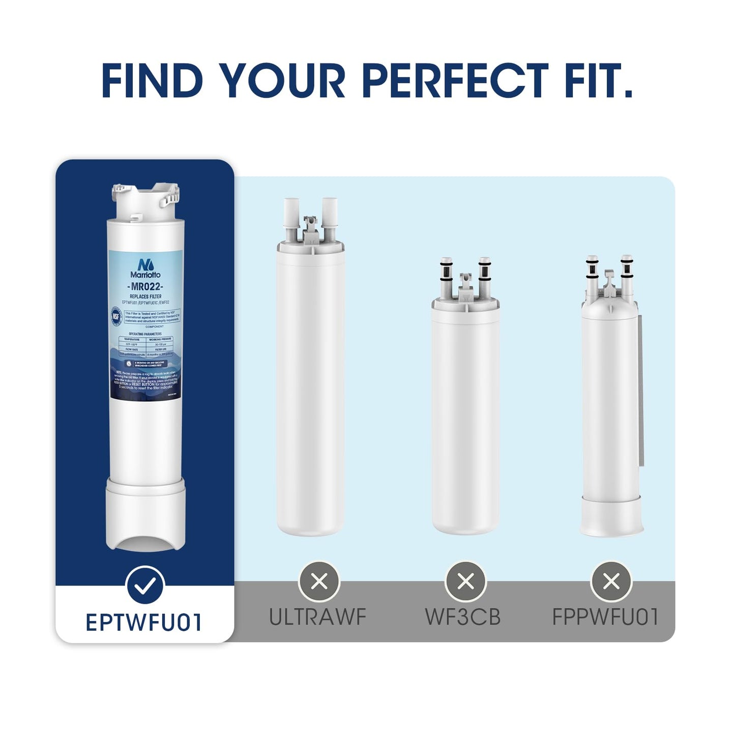 MARRIOTTO MR022 Water Filter, Compatible with Frigidaire refrigerator EPTWFU01, EWF02, Pure Source Ultra II and Pure Air Ultra 2 Air Filter (3+3)